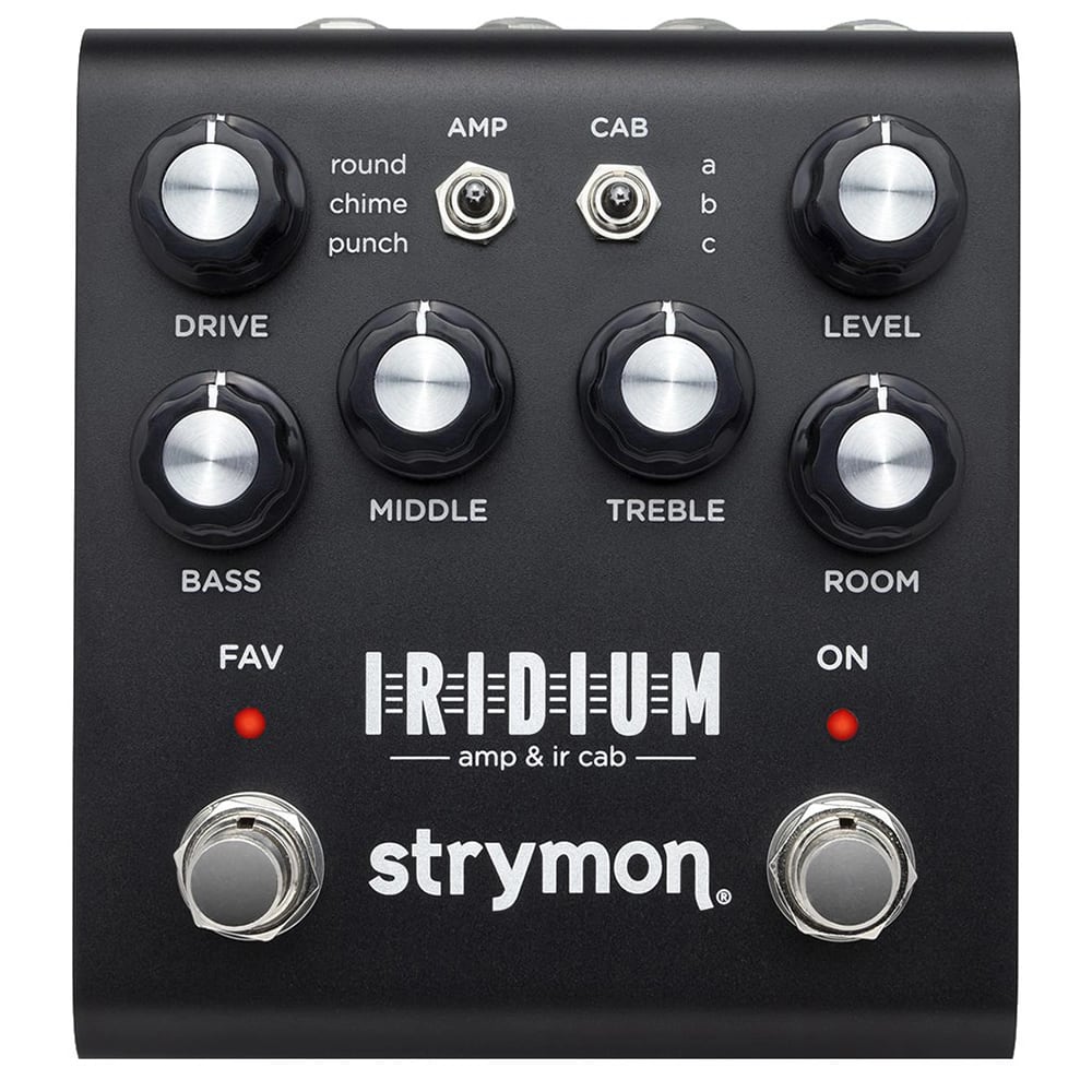Strymon Iridium amp and IR cab simulator pedal — top view of black panel