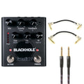 Eventide Blackhole reverb pedal - front with included Boss patch and guitar cables