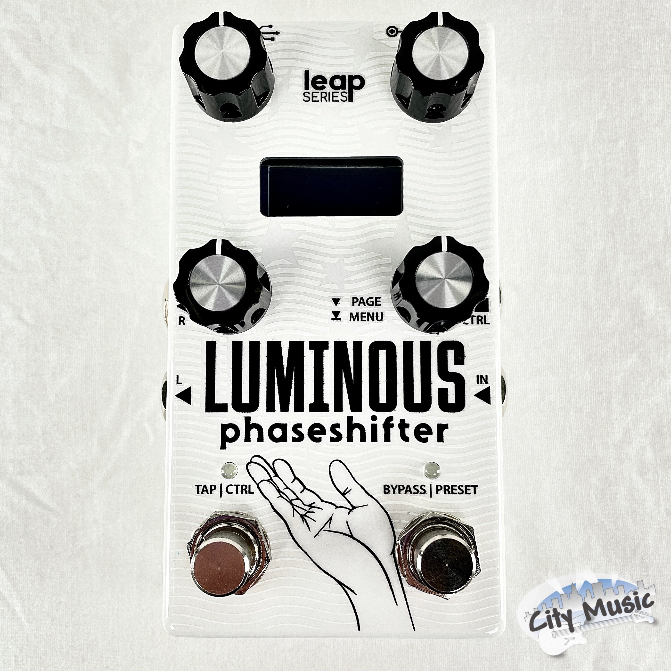 Used Alexander Luminous phaseshifter pedal — white, top view