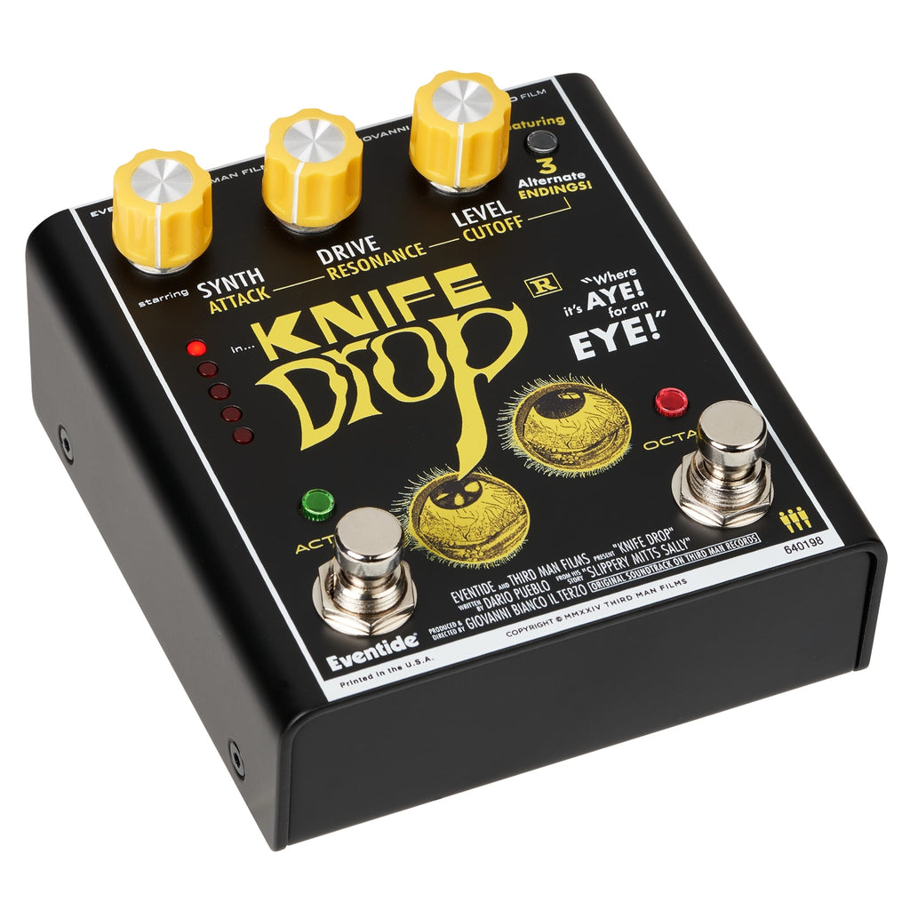 Eventide Knife Drop fuzz synth pedal rear panel jacks