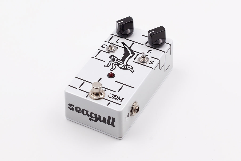 JAM Pedals Seagull Cocked Wah white guitar pedal — overhead full view