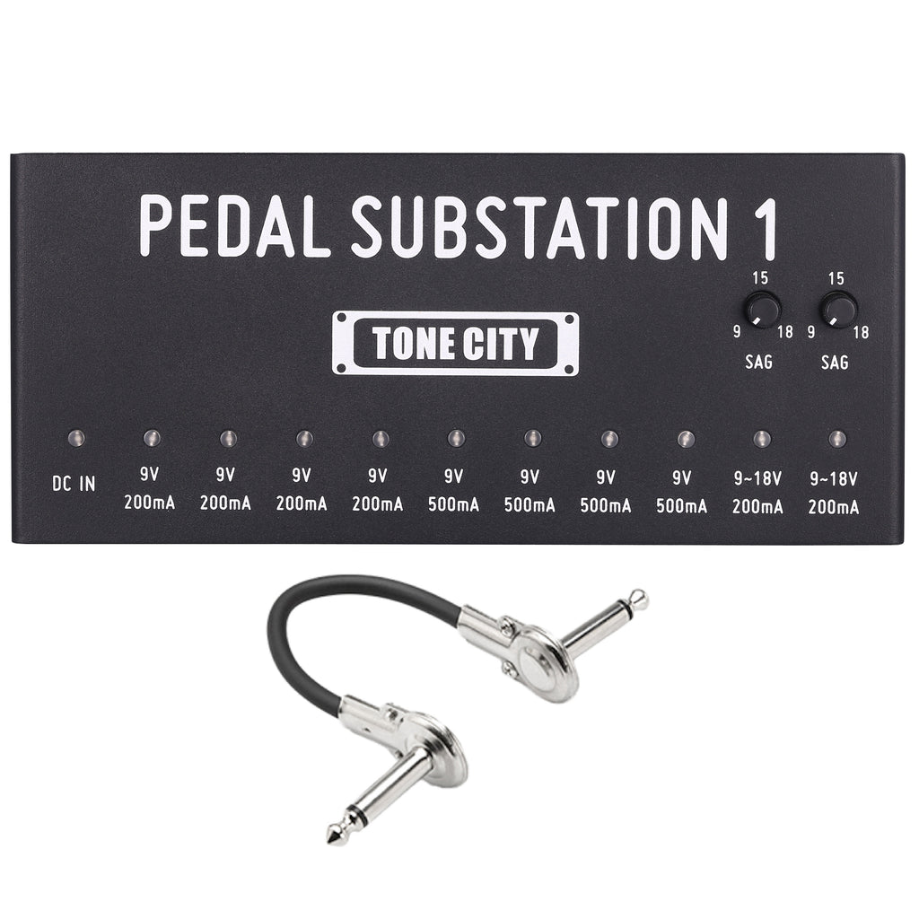 Tone City Substation 1 pedal power supply — black unit with patch cable