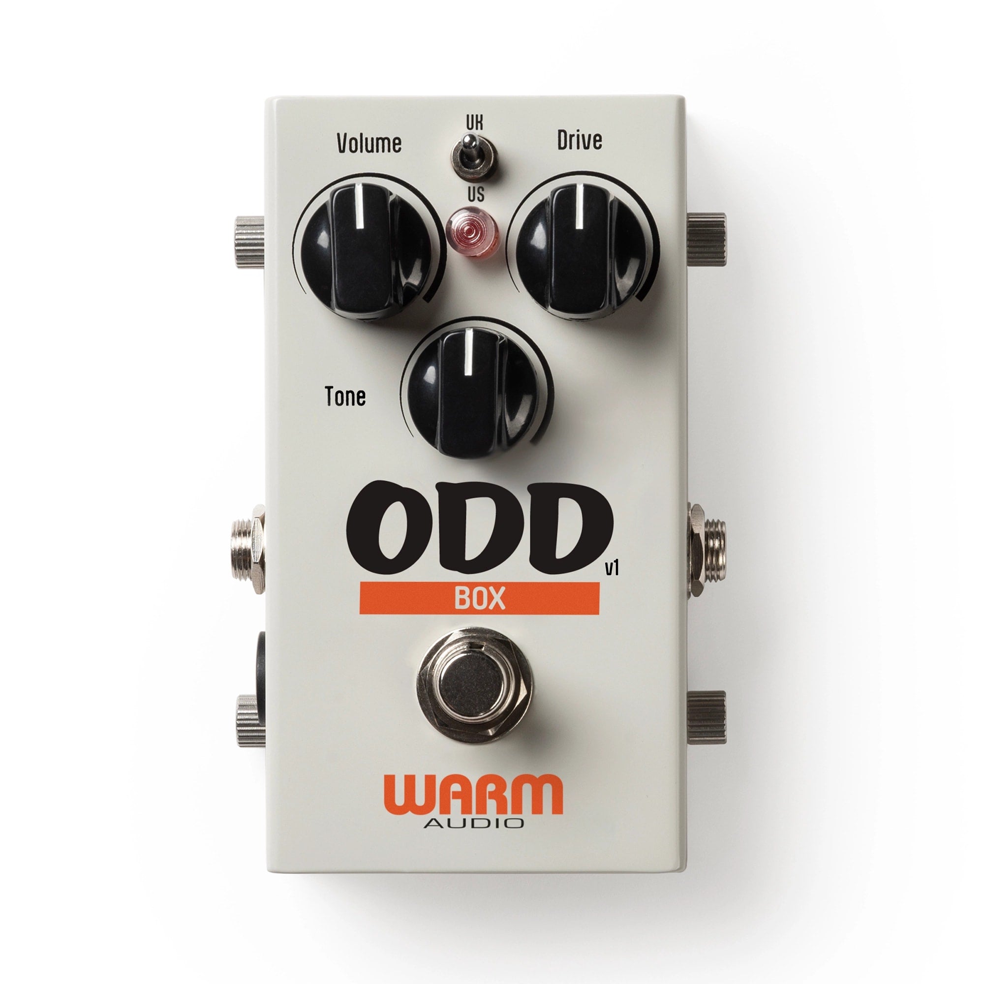 Warm Audio ODD Box V1 overdrive pedal white enclosure front view