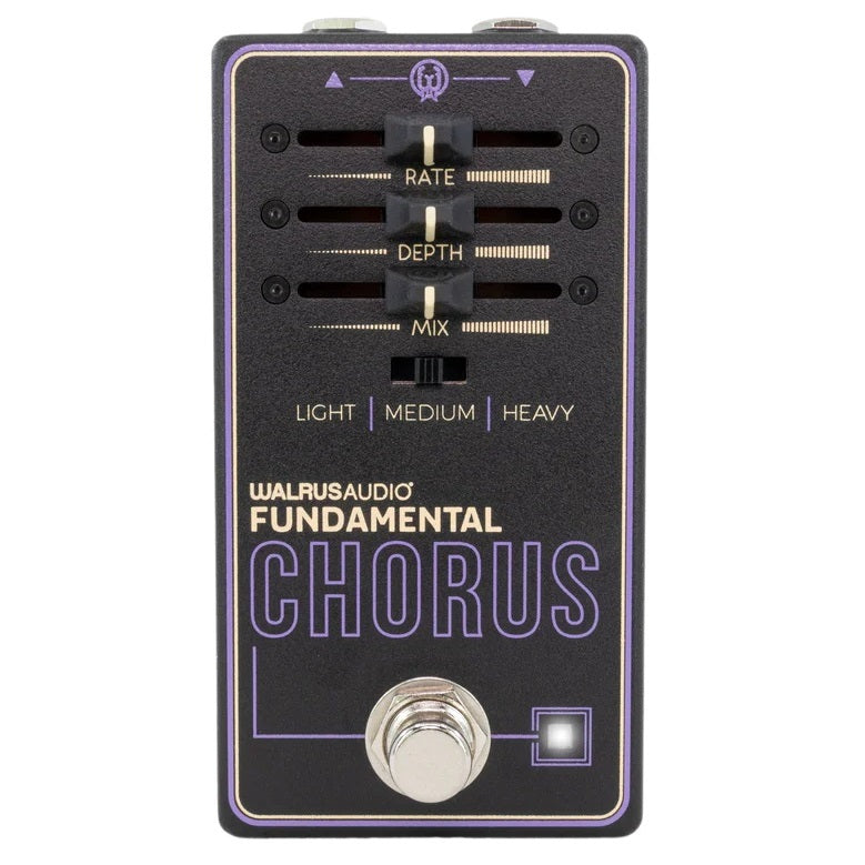 Walrus Audio Fundamental Chorus pedal — top front, sliders and Light/Medium/Heavy switch
