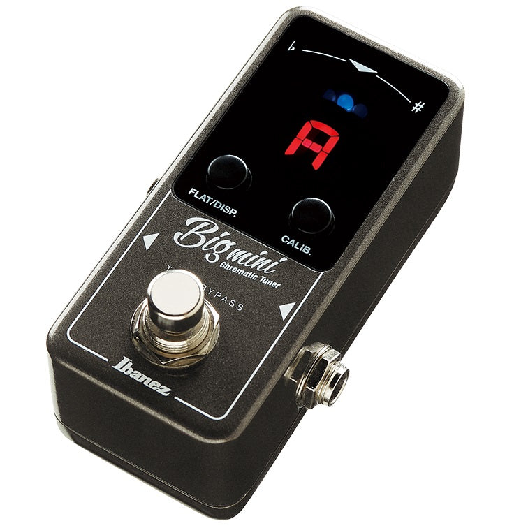 Ibanez BIGMINI chromatic tuner pedal — top view of true bypass footswitch