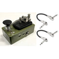 Coppersound Telegraph V2 killswitch pedal — Army Green enclosure with telegraph key and two patch cables