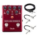 Fender Santa Ana Overdrive pedal — red enclosure with included guitar and patch cables