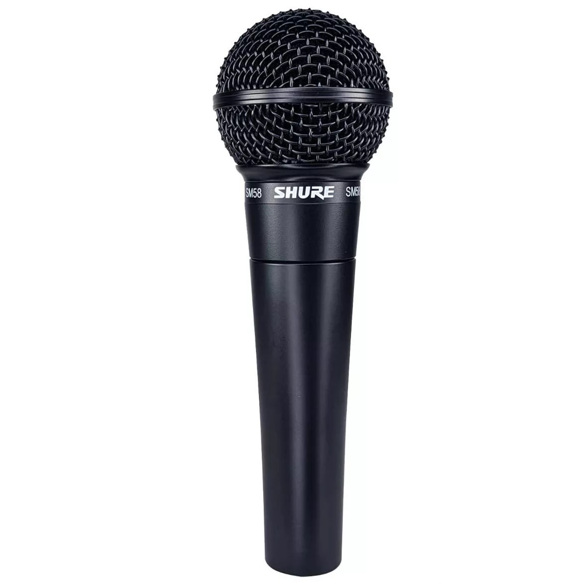 Shure SM58 Black Edition dynamic microphone — grille and capsule detail