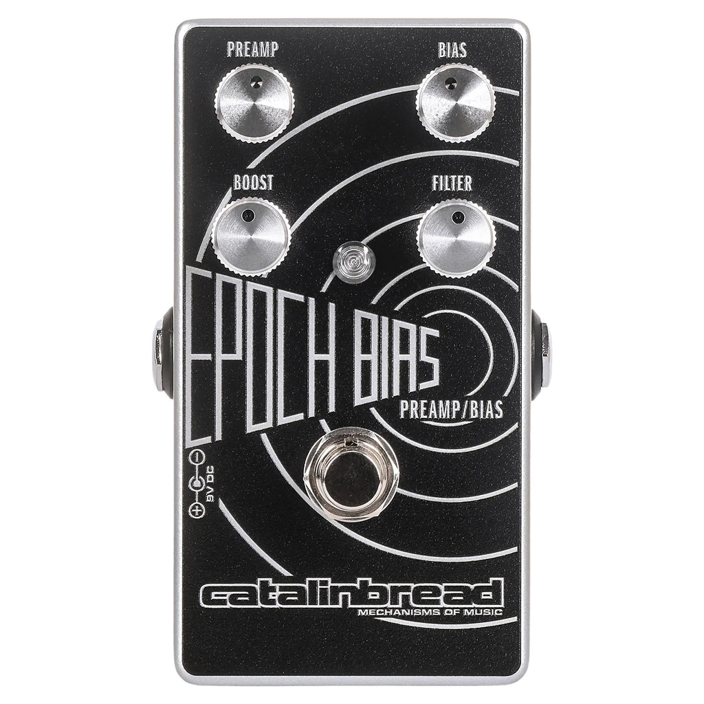 Catalinbread Epoch Bias preamp boost pedal - black and silver top view
