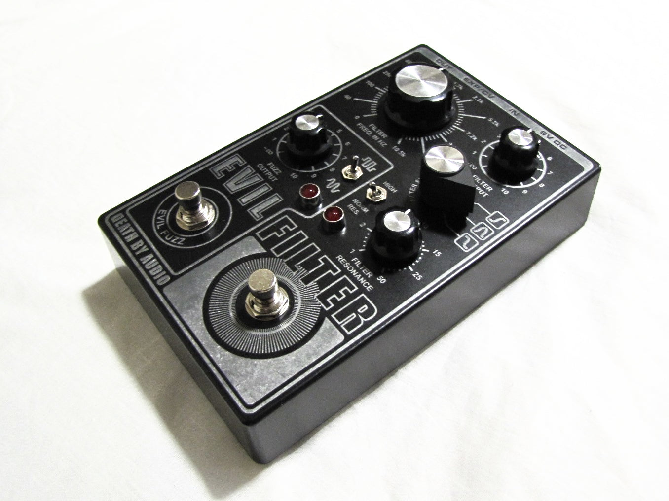Death By Audio Evil Filter fuzz/filter pedal — angled view