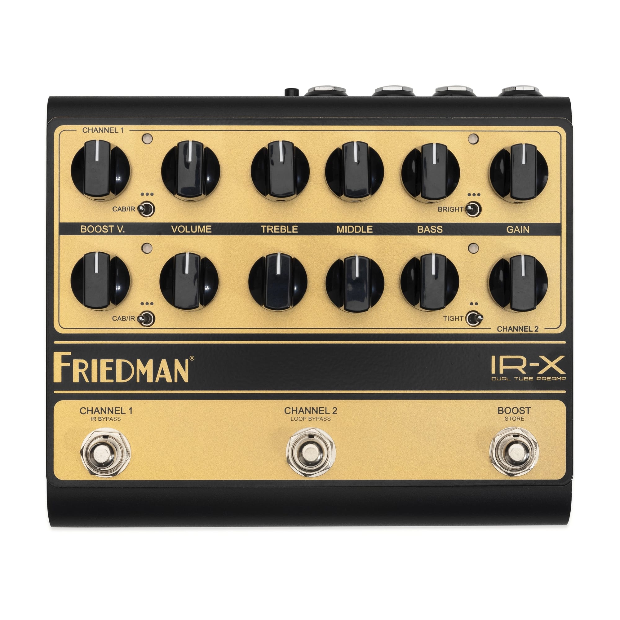 Friedman IR-X tube preamp pedal front panel knobs detail