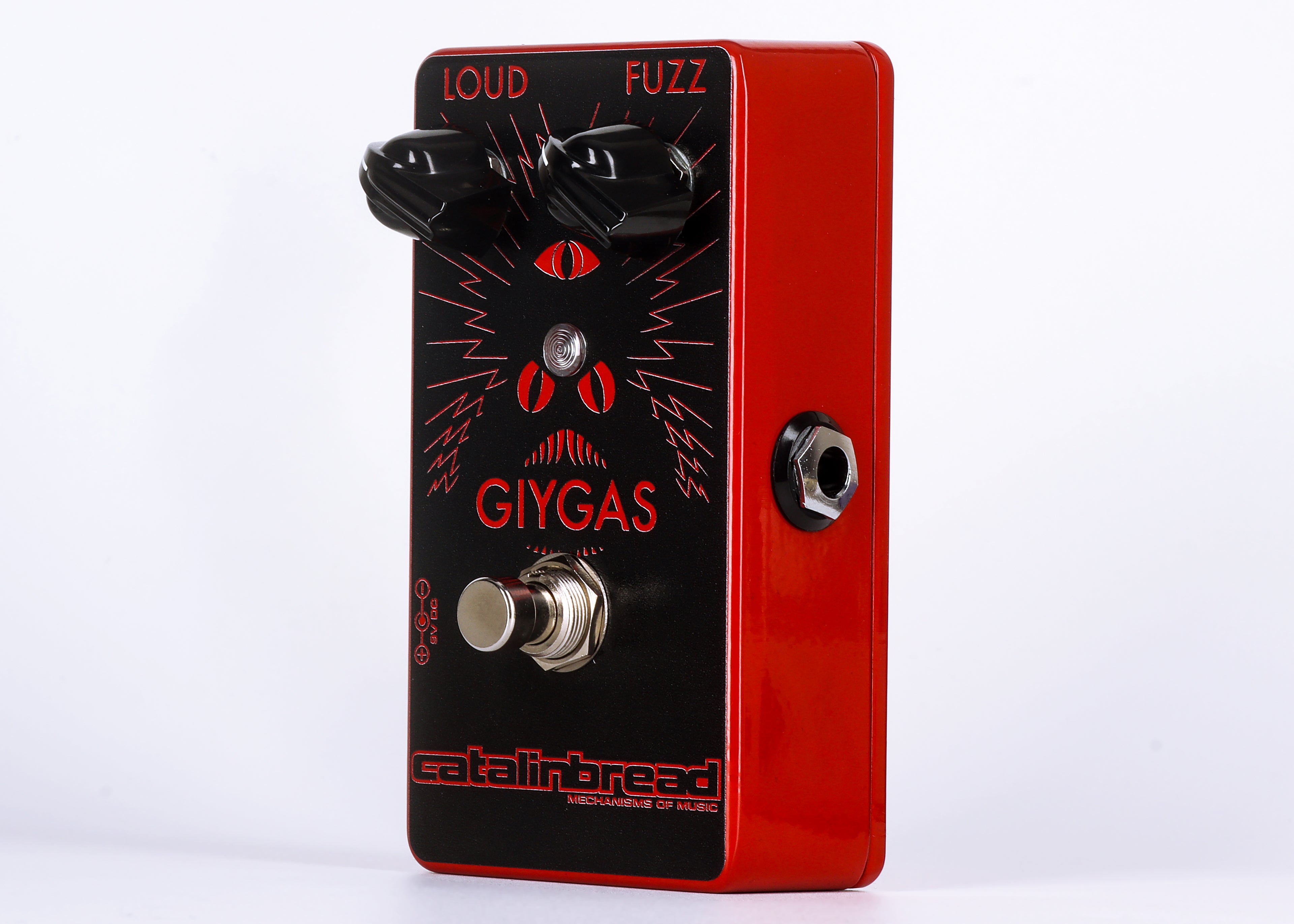 Catalinbread Giygas 2K fuzz pedal — side view showing input jack