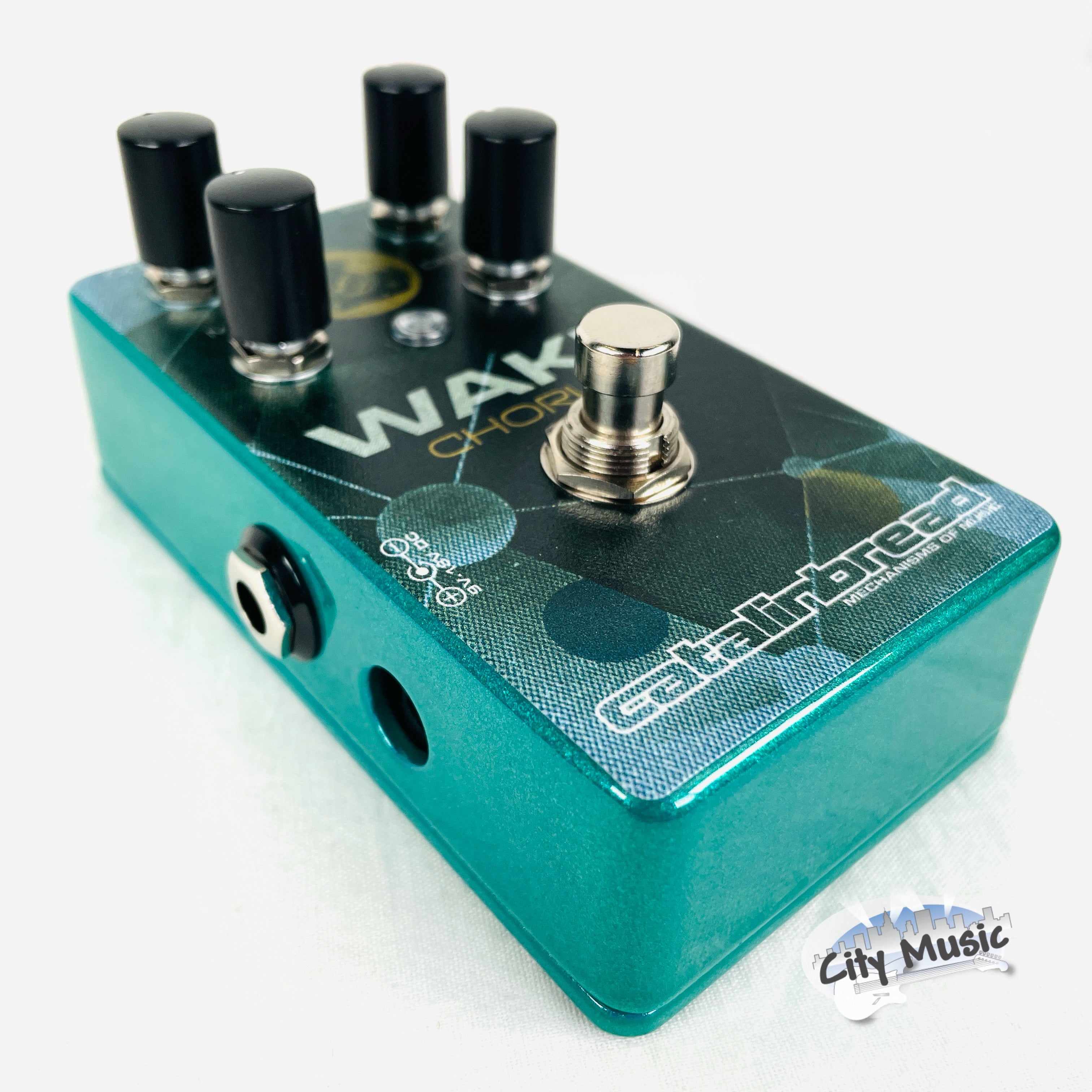 Used Catalinbread Wake Chorus Octaver pedal — angled blue chorus pedal