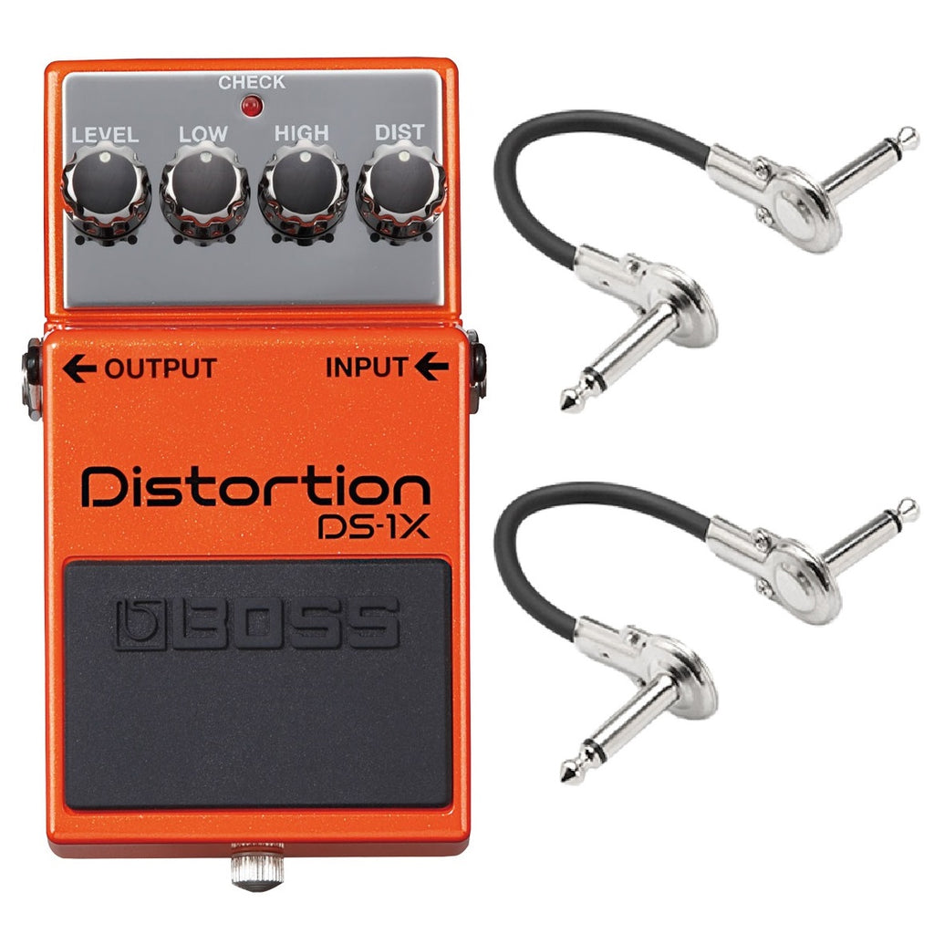 Boss DS-1X Distortion pedal with two included patch cables