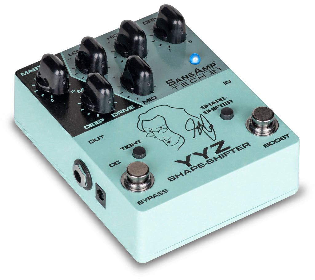 Tech 21 YYZ Shape-Shifter Geddy Lee SansAmp bass pedal side jacks view