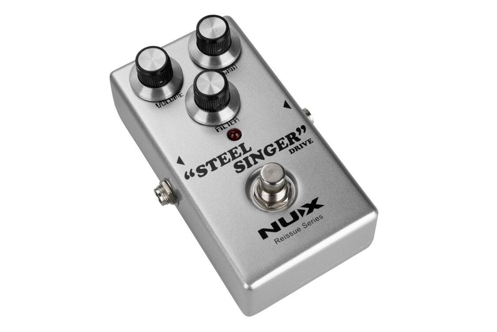 NUX Steel Singer Drive overdrive pedal — angled view