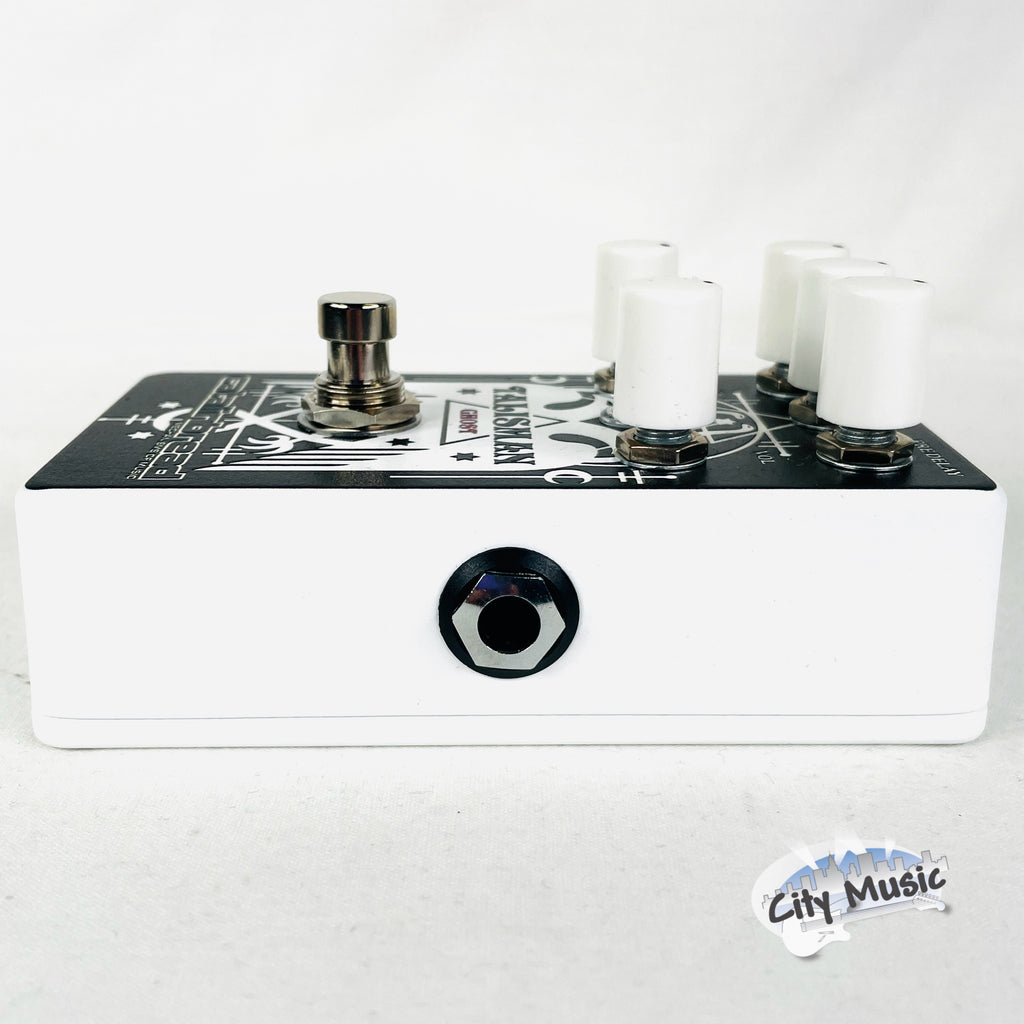 Used Catalinbread Talisman Ghost plate reverb pedal — close detail of graphics
