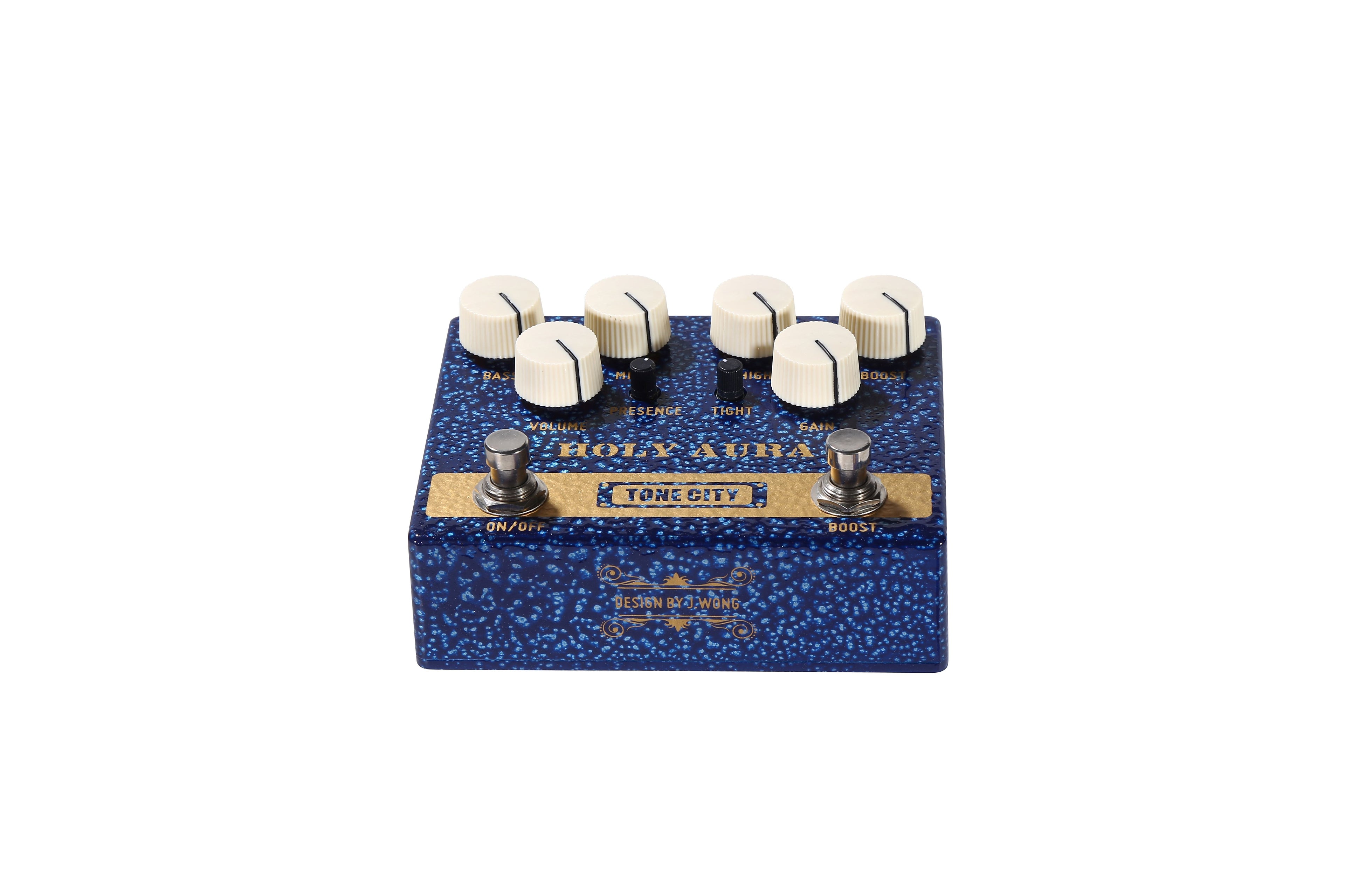 Tone City Holy Aura distortion boost pedal — side jacks view
