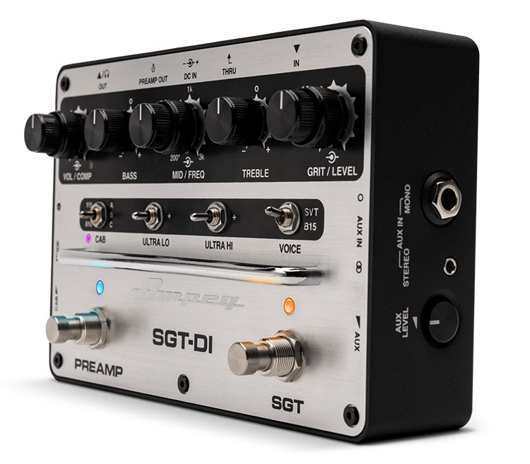 Ampeg SGT-DI bass preamp DI pedal — angled view