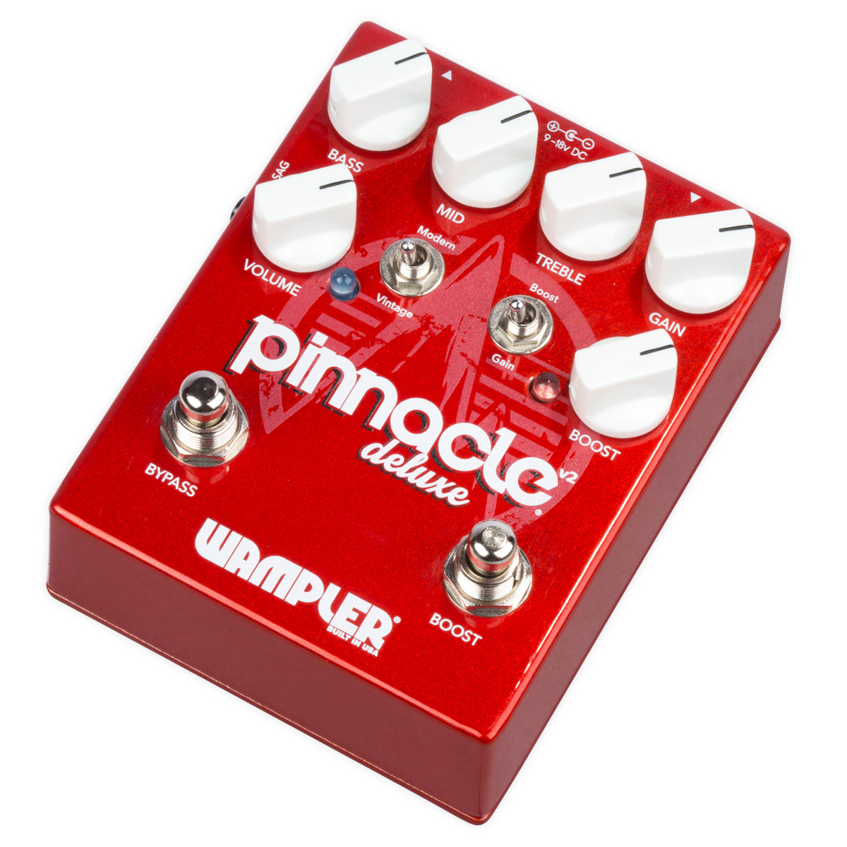 Wampler Pinnacle Deluxe V2 distortion pedal Bass Mid Treble Gain knobs