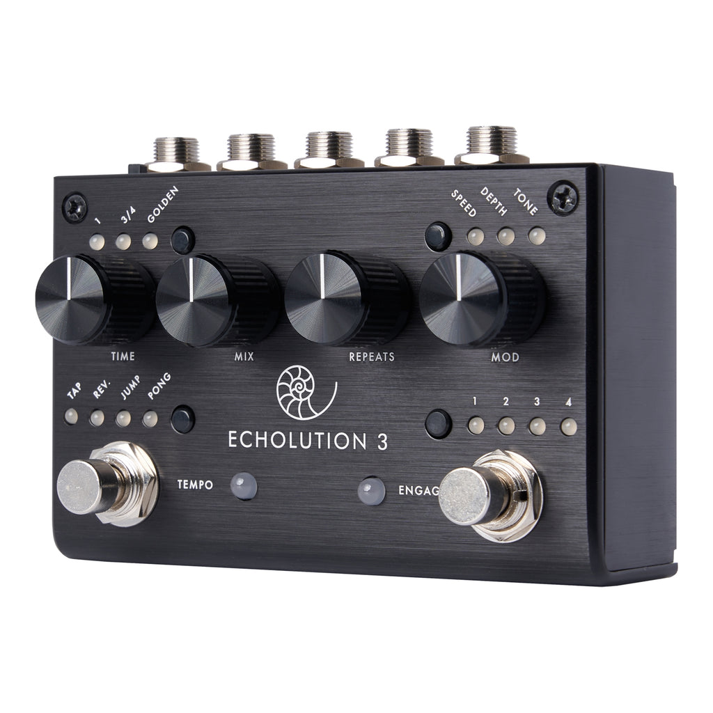 Pigtronix Echolution 3 delay pedal — rear panel and jacks