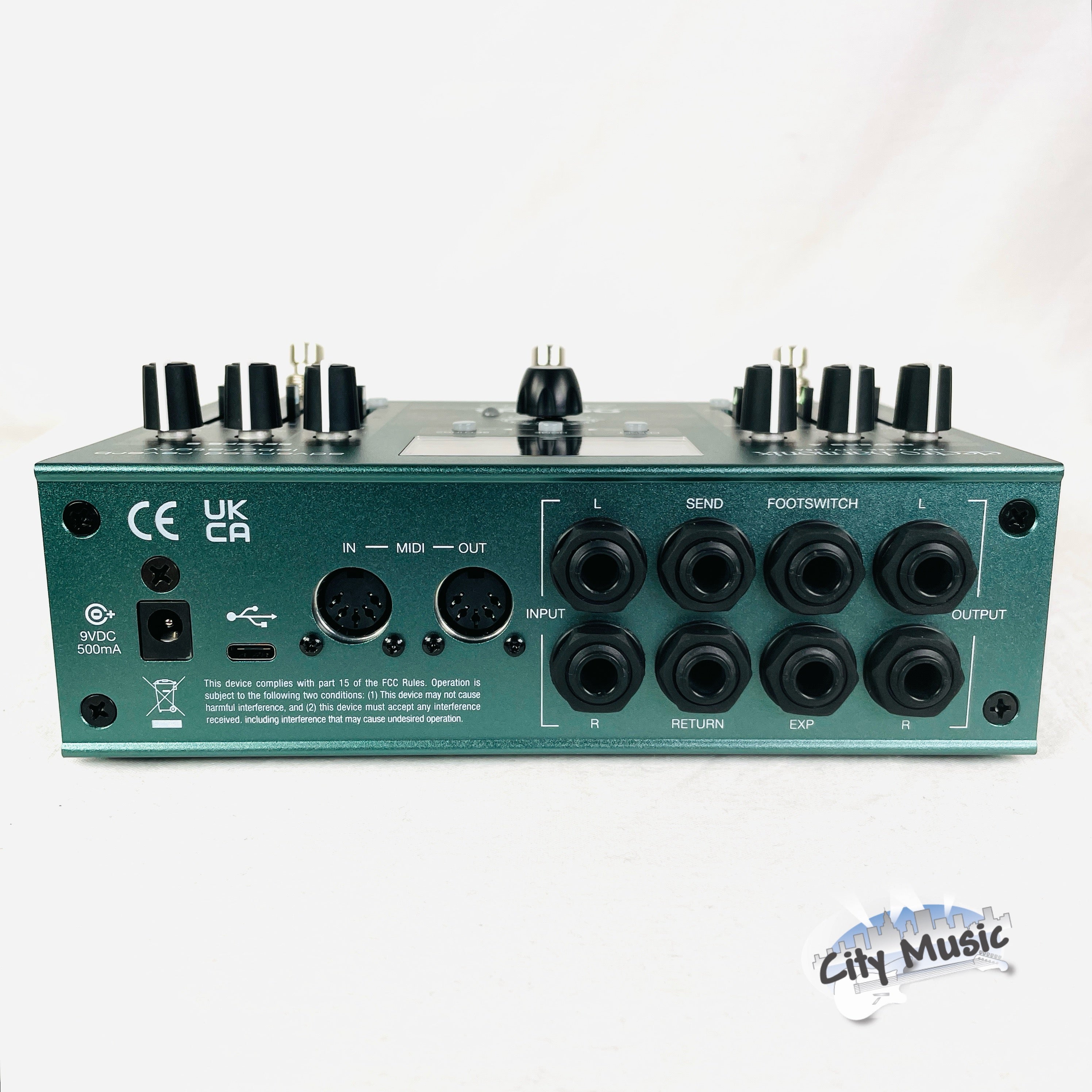 Electro-Harmonix Oceans Abyss reverb pedal — faders close-up