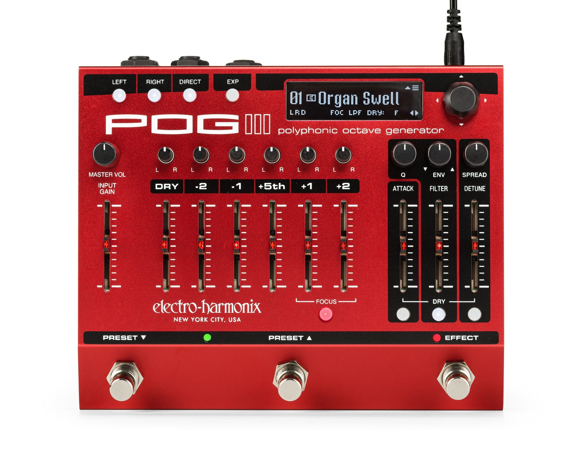 Electro-Harmonix POG3 polyphonic octave generator pedal — angled view