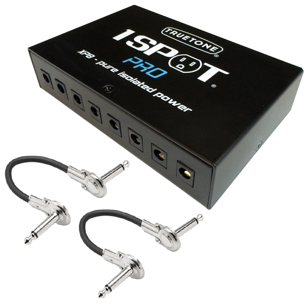 Truetone 1 Spot Pro XP8-PS power supply — top angle with two patch cables
