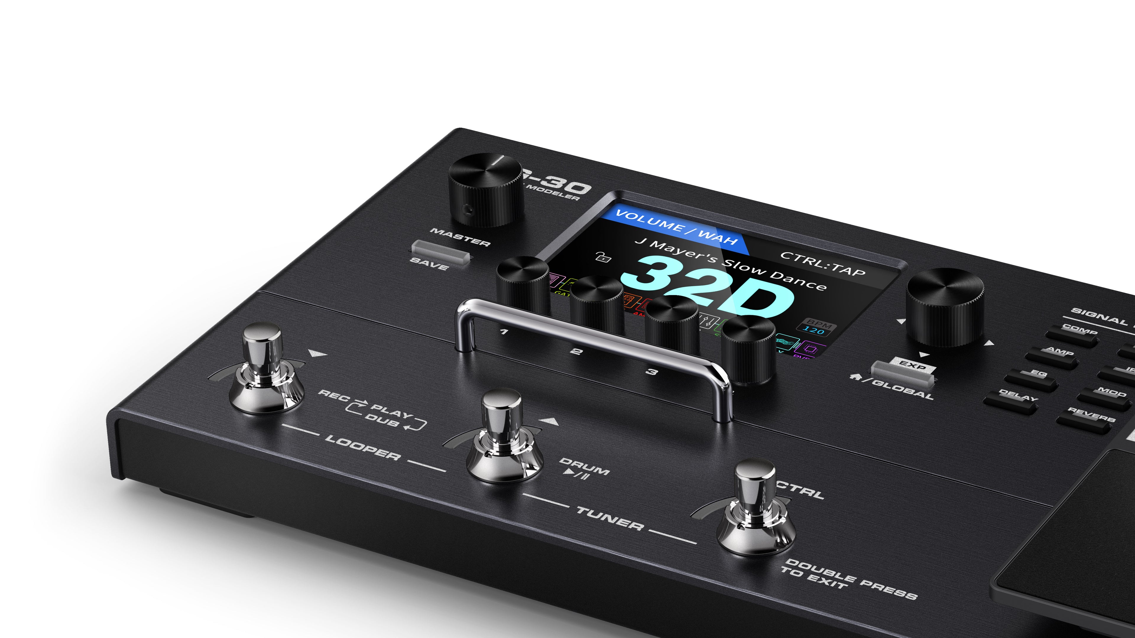 NUX MG-30 multi effects guitar processor — color LCD display