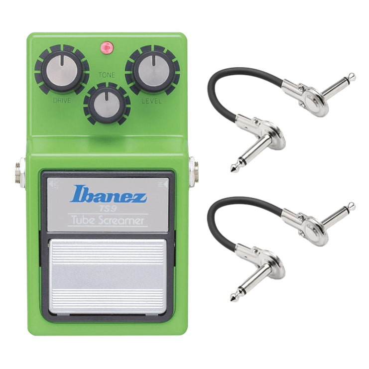 Ibanez TS9 Tube Screamer overdrive pedal in green with two included patch cables
