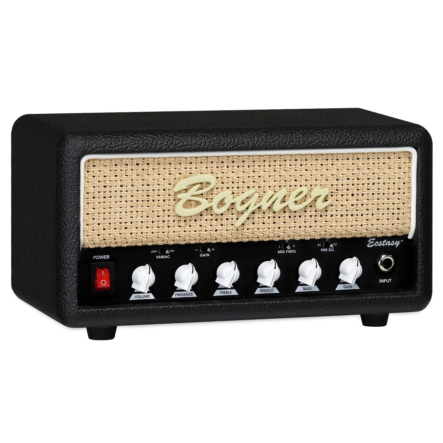 Bogner Ecstasy Mini guitar amplifier head — angled view, black 30W mini head