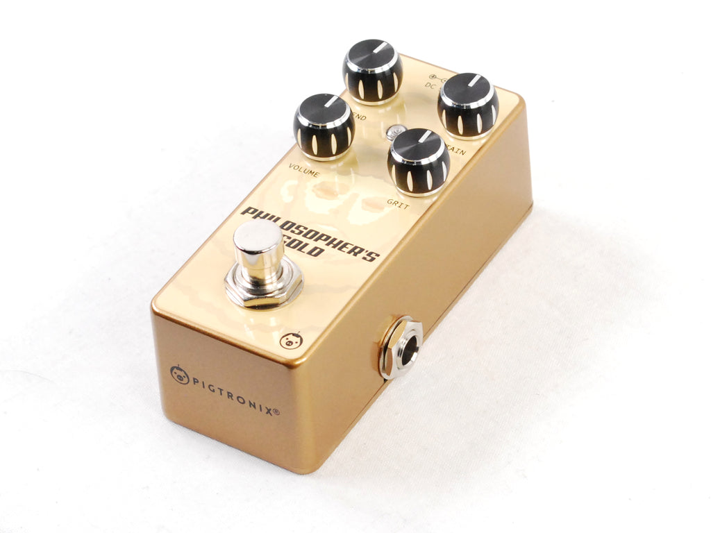 Pigtronix Philosopher's Gold germanium distortion — angled pedal shot