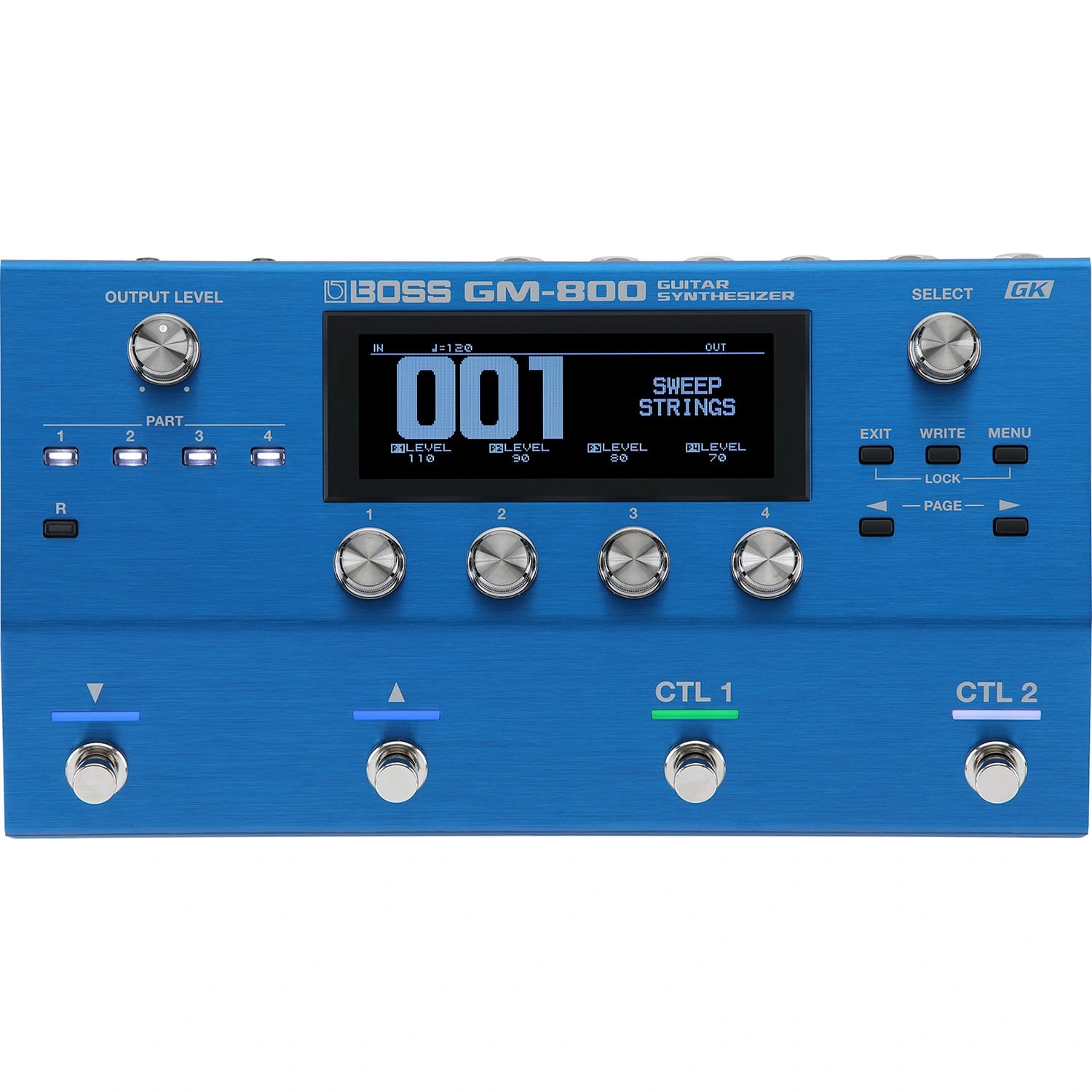 Boss GM-800 guitar synthesizer pedal — rear connector panel