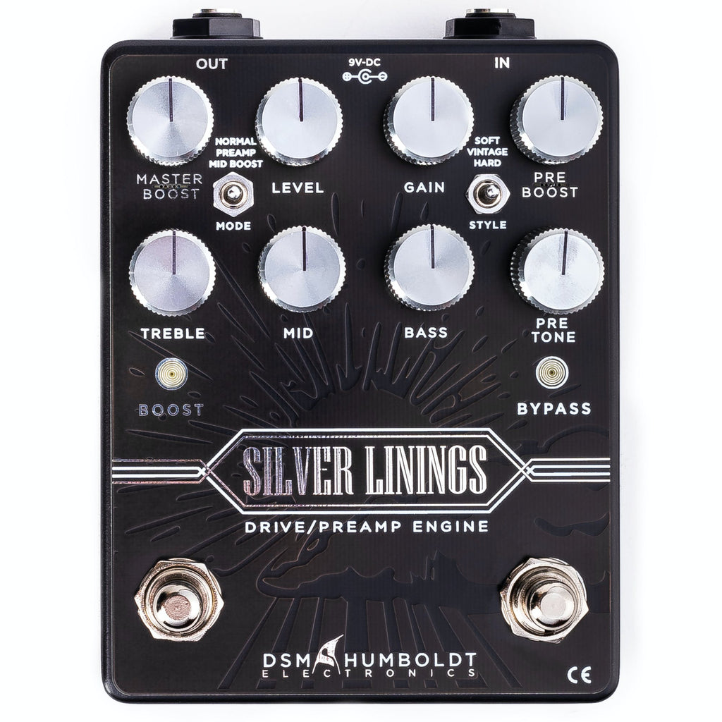 DSM & Humboldt Silver Linings drive preamp pedal — angled view