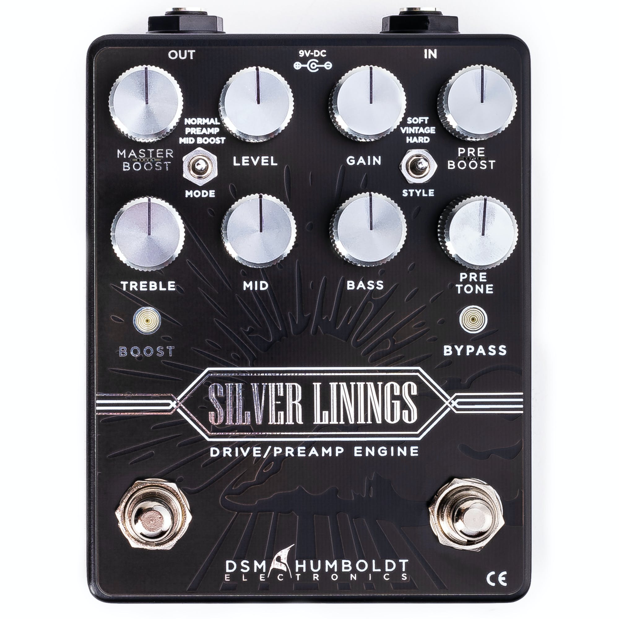DSM & Humboldt Silver Linings drive preamp pedal — angled view