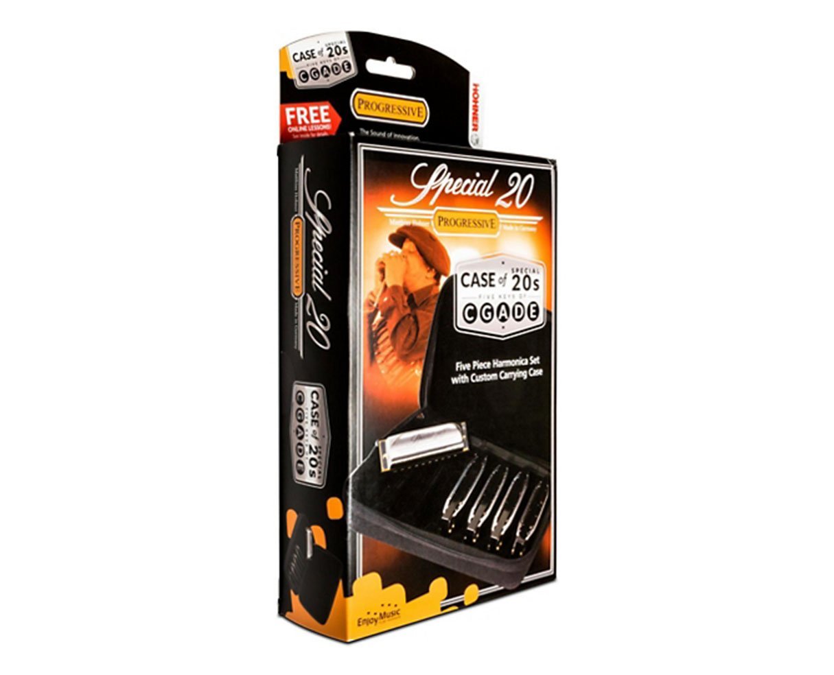 Hohner Special 20 harmonica 5-pack — gray zippered case with harmonicas