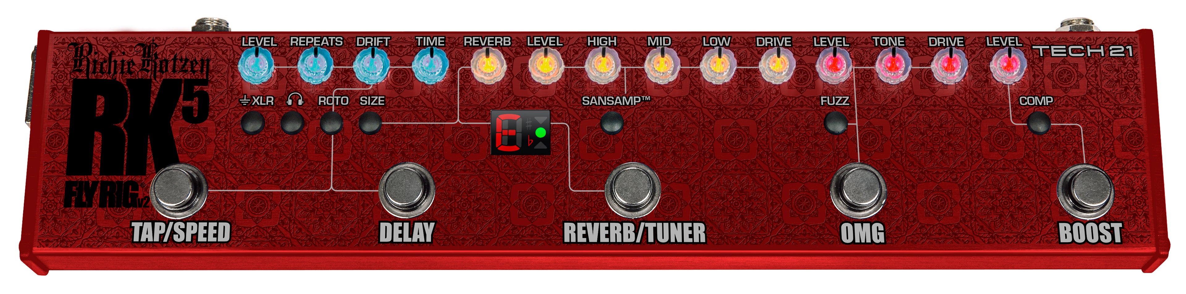 Tech 21 RK5 V2 Richie Kotzen Fly Rig SansAmp pedal — angled detail view