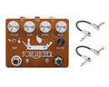 CopperSound Foxcatcher overdrive pedal with two metal patch cables
