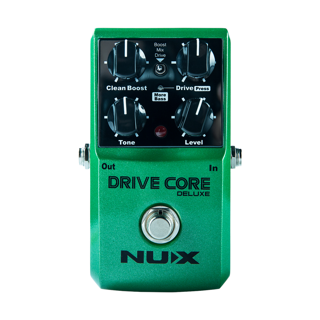 NUX Drive Core Deluxe overdrive pedal - green enclosure, top view