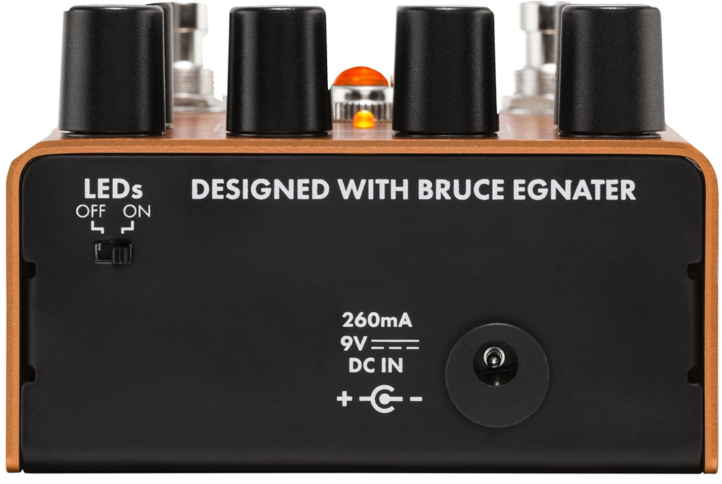 Fender MTG:LA Tube Distortion pedal rear jacks view