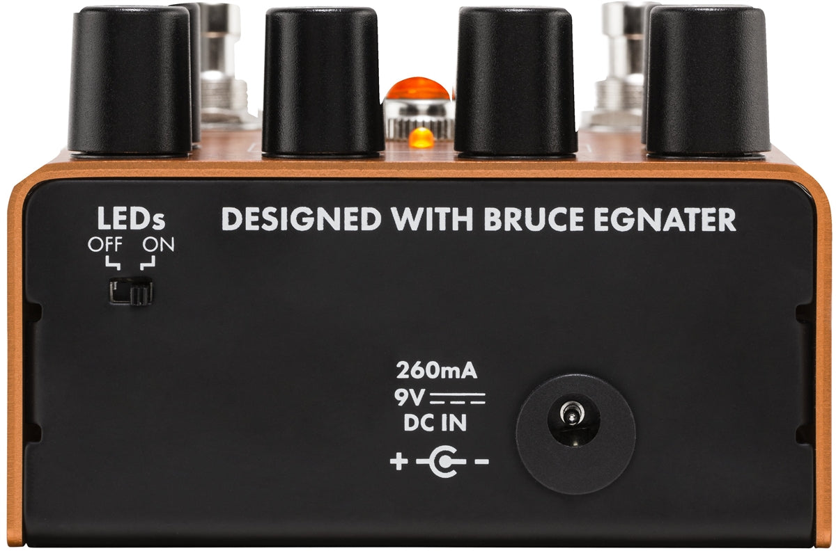 Fender MTG:LA Tube Distortion pedal rear jacks view