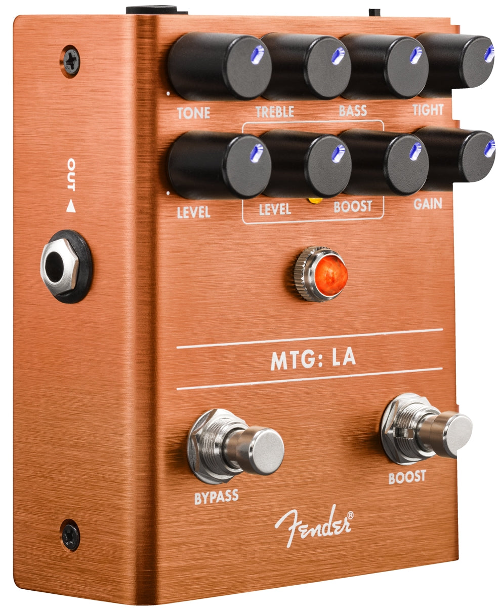 Fender MTG:LA Tube Distortion pedal front angle right view