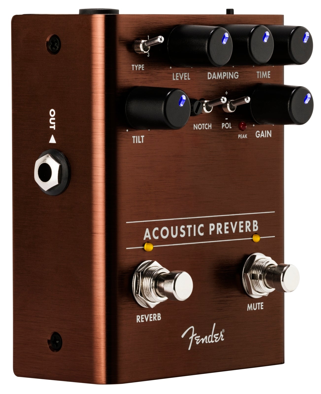 Fender Acoustic Preverb reverb pedal — front right angle