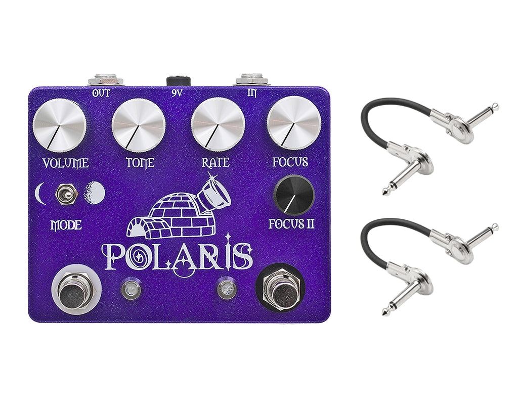 CopperSound Polaris purple analog chorus vibrato pedal with two patch cables