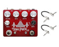 CopperSound Loma Prieta red harmonic tremolo pedal with two patch cables