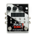 Electro-Harmonix Pitch Fork + Plus pitch shifter pedal, silver and black, top view