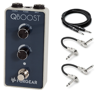 Foxgear Q Boost semi-parametric filter boost guitar pedal with Hosa cables