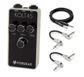 Foxgear Kolt 45 power amplifier pedal — front with bundled instrument and patch cables