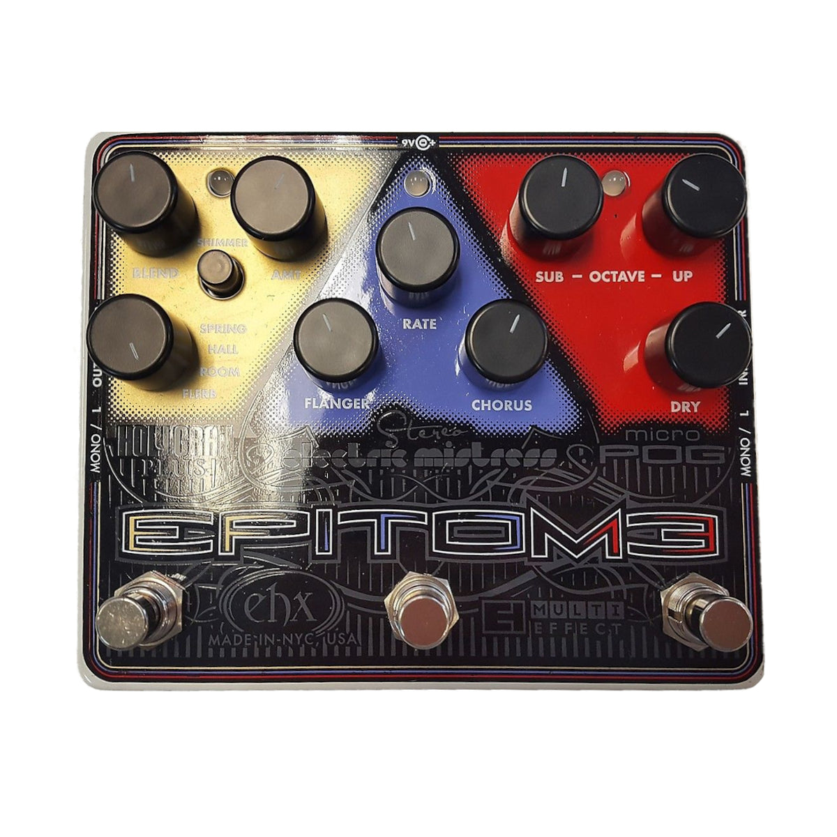 Electro-Harmonix Epitome multi-effect pedal - black enclosure with tri-color control sections