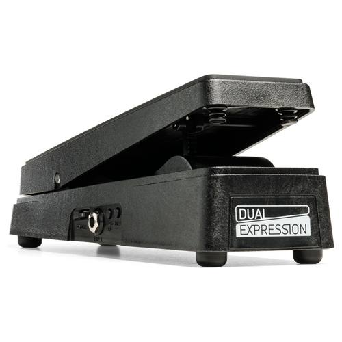 Electro-Harmonix Dual Expression pedal — black, angled hero view